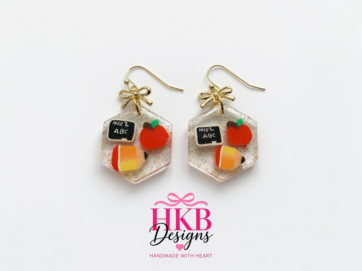 ABC School Days Hexagon Earrings 2.5cm – Schoolhouse Sparkle