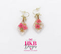 Pink Blossom Diamond Shape Resin Earrings – Gold Flake Floral