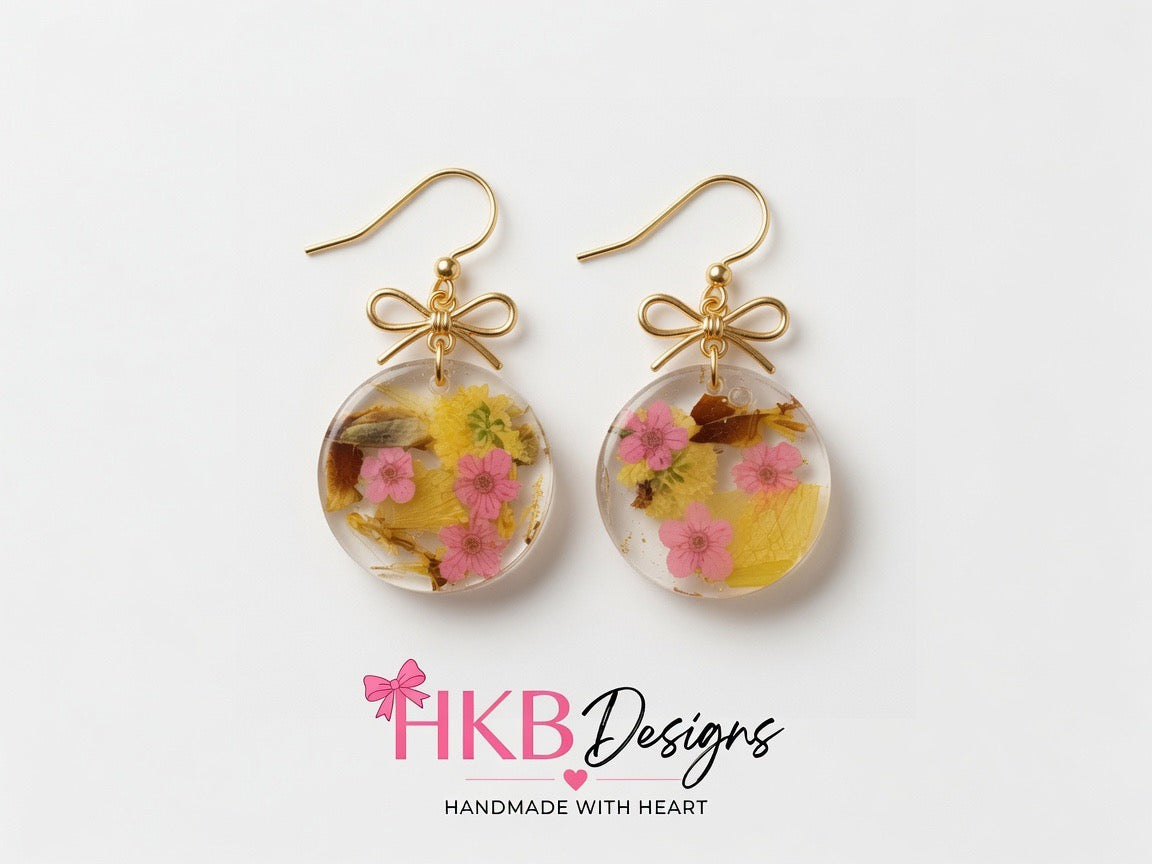 Pink Sunshine - Round Shape Resin Earrings