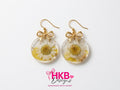 Golden Bow Daisy Resin Earrings