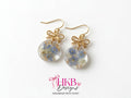 Forget Me Not Dreams - Round Shape Resin Earrings – Lavender and Gold Flake Floral