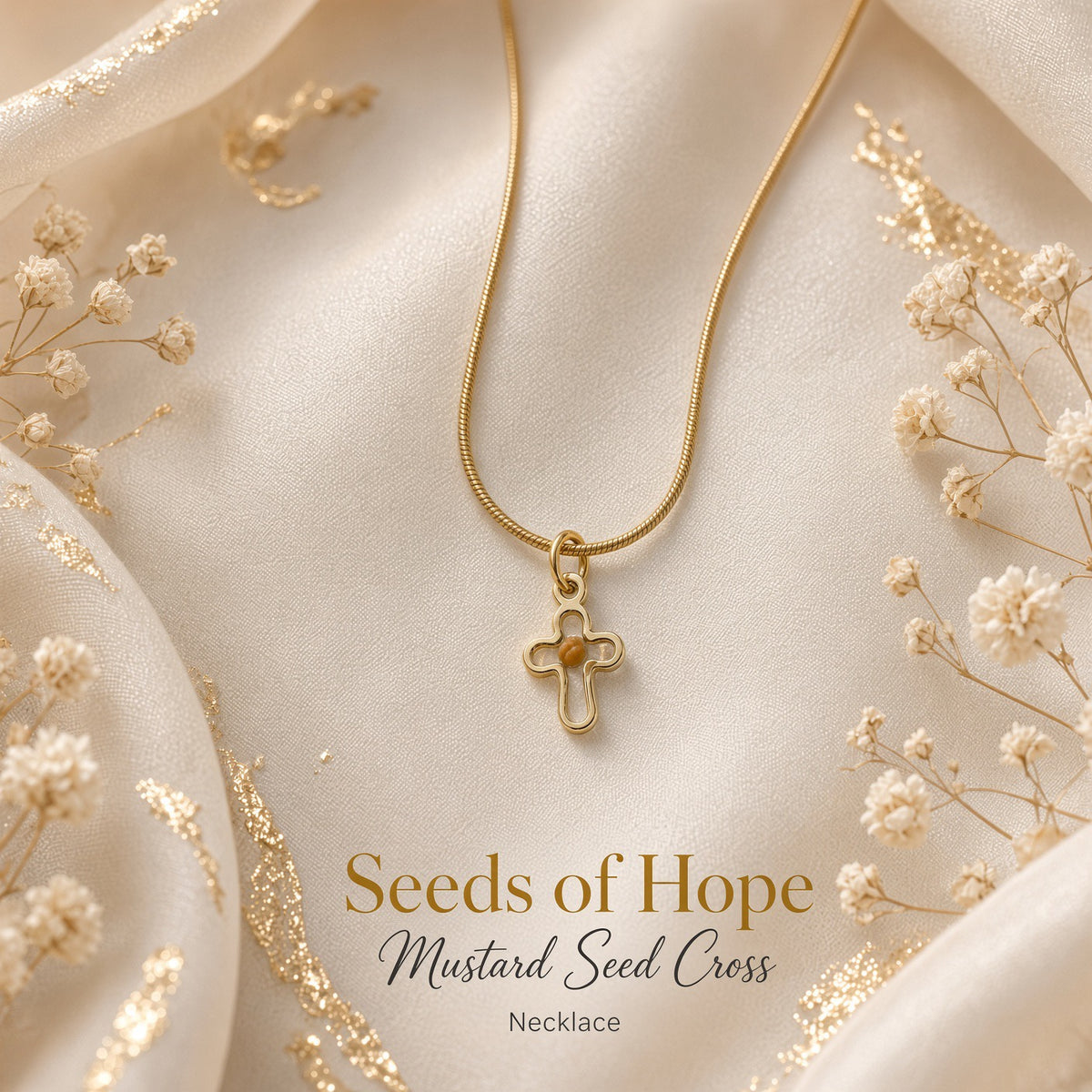Seeds of Hope Mustard Seed Small Cross Necklace